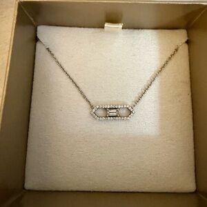 BC Clark 18K white gold Penny Preville emerald cut natural diamond necklace